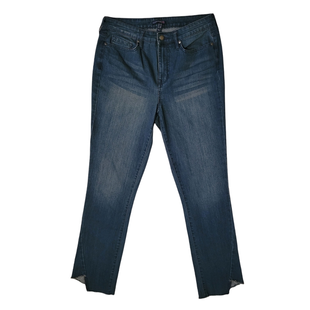 Isaac Mizrahi Live! Mid Rise Straight Leg Womens Denim Jeans Raw Hem Blue 6T